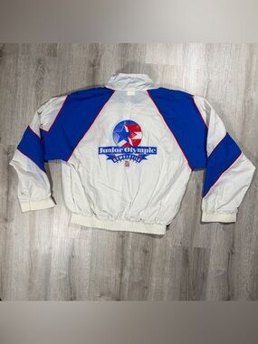 Junior Olympic Gymnastics USA Windbreaker Jacket - White & Royal Blue